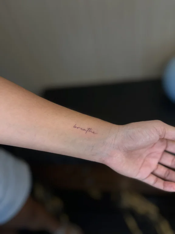 lettering minimalist hand fine line minimal bold line thin line elegant tattoo Canggu Bali