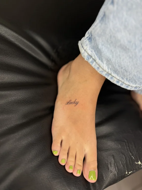 lettering minimalist hand fine line minimal thin line bold line colorful tattoo Canggu Bali