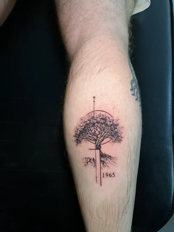 nature minimalist man fine line spiritual dotwork linework soft shading tattoo Canggu Bali