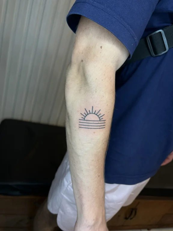 geometric minimalist man thin line sun minimal fine line bold line tattoo Canggu Bali