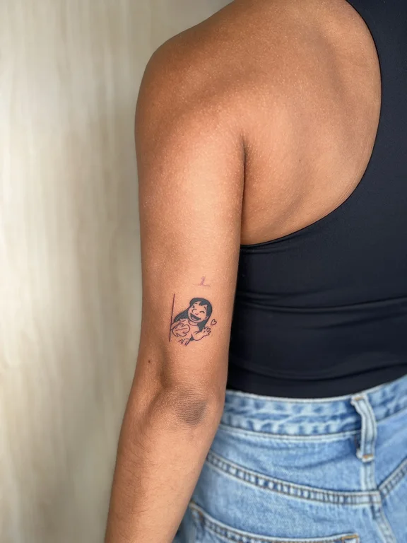 abstract minimalist woman linework moon cloud snake wave tattoo Canggu Bali