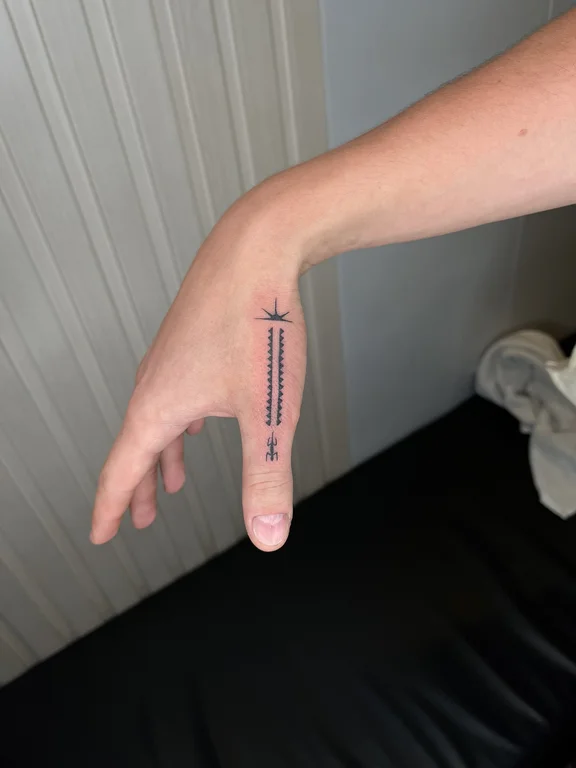 religious minimalist hand fine line minimal thin line spiritual bold line tattoo Canggu Bali