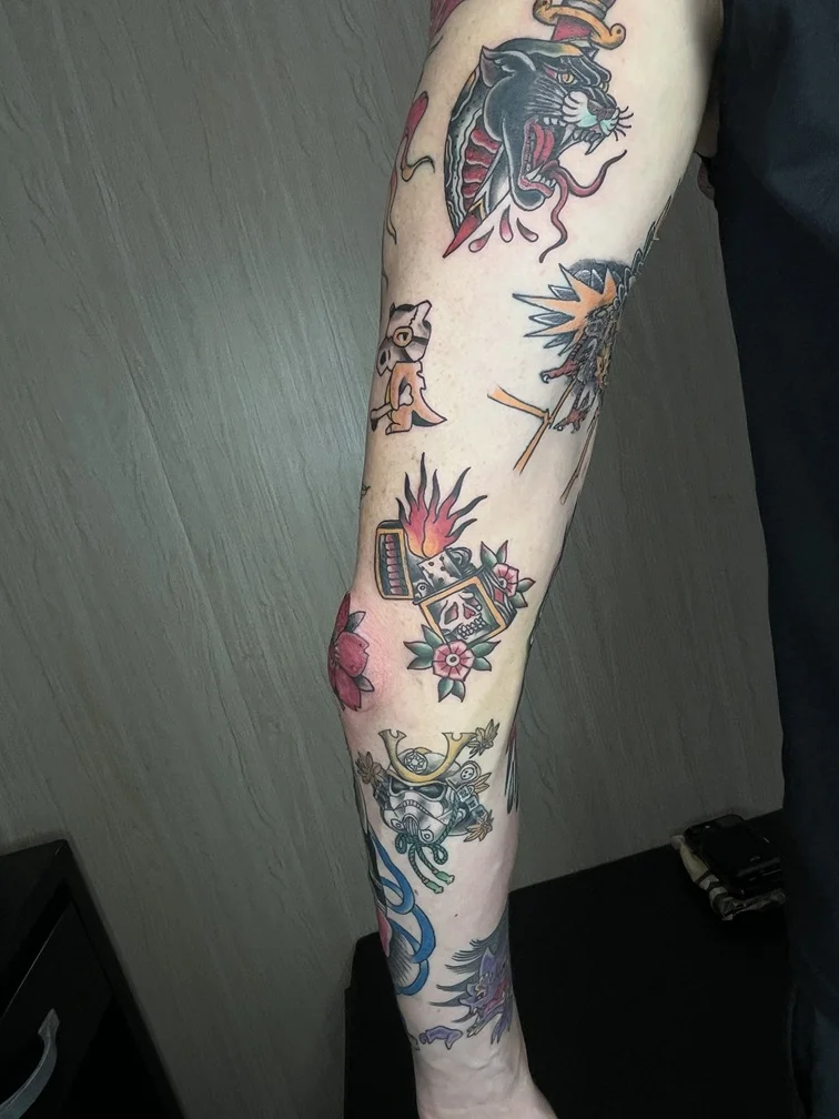 man hand old school old neotraditional neo traditional colorful mythology tattoo canggu bali