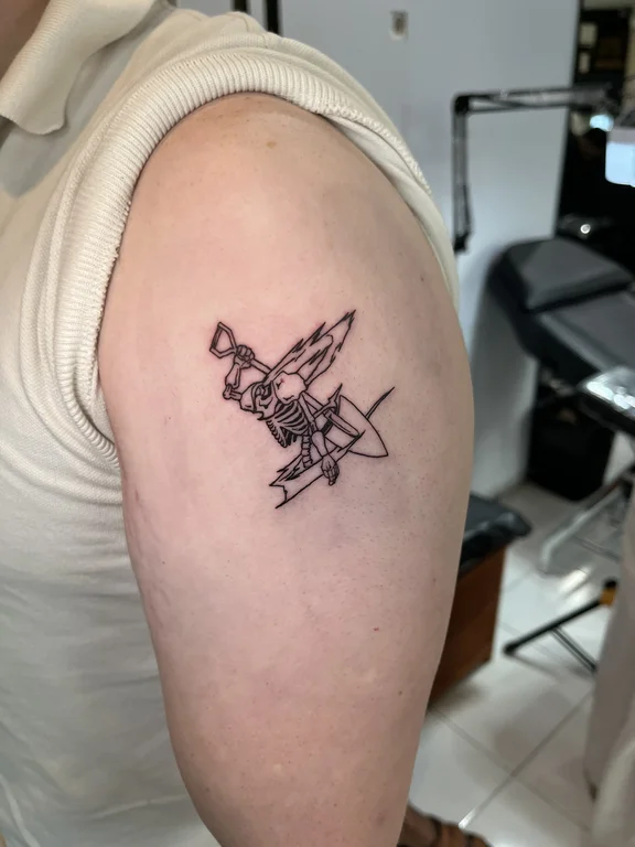 abstract new school angel linework cloud soft shading fine line black grey tattoo Canggu Bali