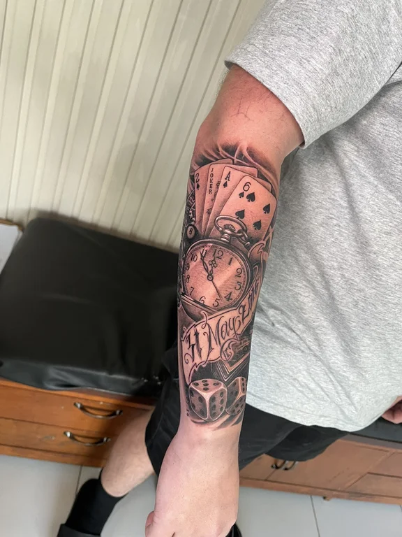 abstract new school hand dotwork moon linework soft shading heavy shading tattoo Canggu Bali