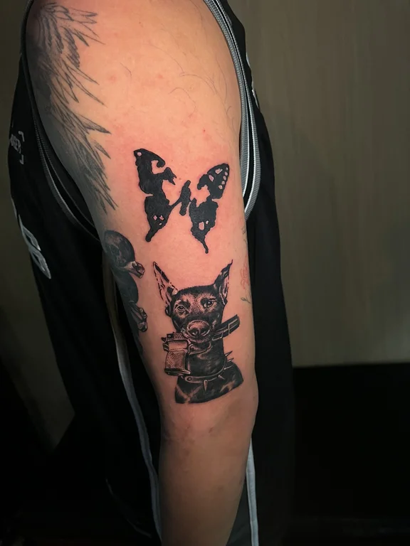 animal new school butterfly black grey gothic soft shading heavy shading demon tattoo Canggu Bali