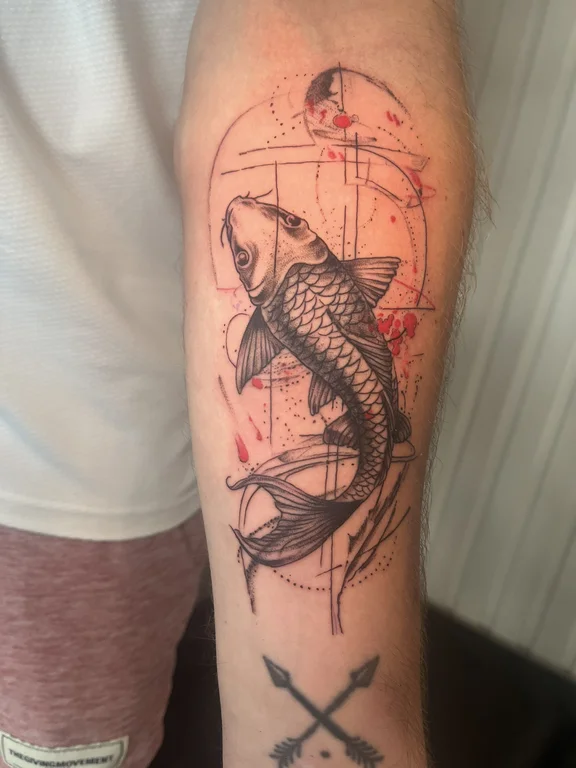 animal new school koi dotwork elegant linework fine line snake tattoo Canggu Bali
