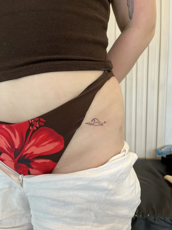 floral new school peony soft shading wave fine line elegant rose tattoo Canggu Bali