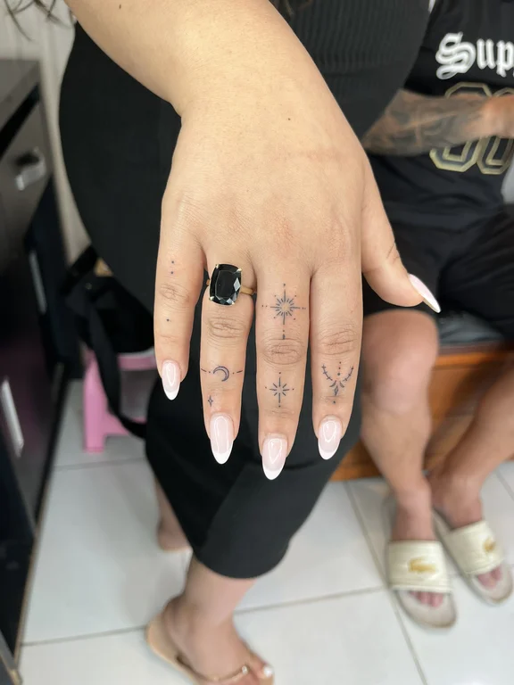 geometric new school hand fine line elegant smoke gothic black grey tattoo Canggu Bali