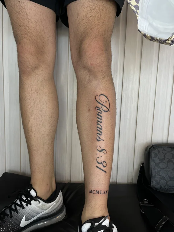 lettering new school man bold line spiritual fine line soft shading thin line tattoo Canggu Bali