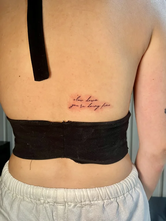 lettering new school woman fine line elegant bold line soft shading thin line tattoo Canggu Bali
