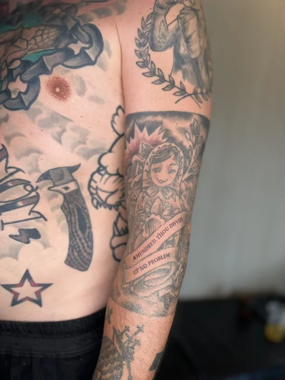 mythology new school man black grey elegant heavy shading soft shading spiritual tattoo Canggu Bali