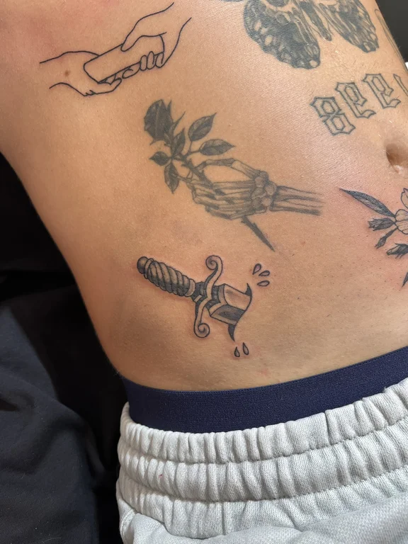 nature new school koi linework elegant spiritual smoke black grey tattoo Canggu Bali