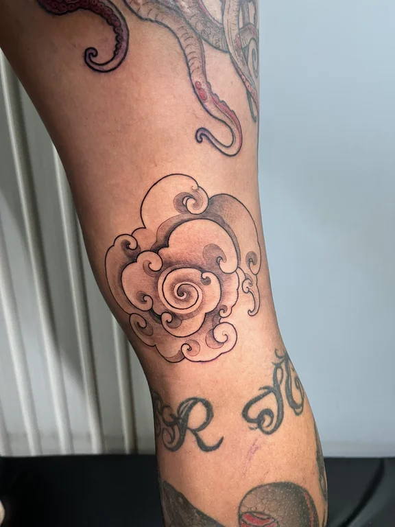 ornamental new school snake linework cloud moon wave dotwork tattoo Canggu Bali