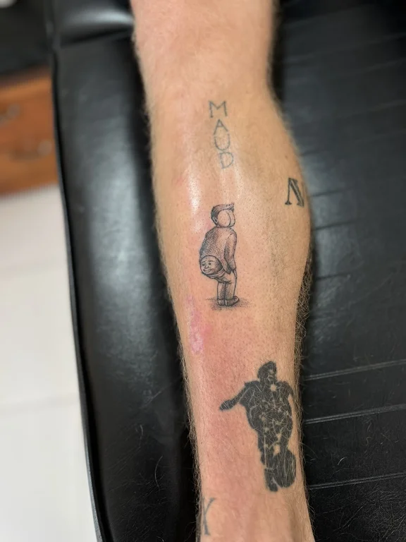 portrait new school man black grey cloud soft shading fine line heavy shading tattoo Canggu Bali