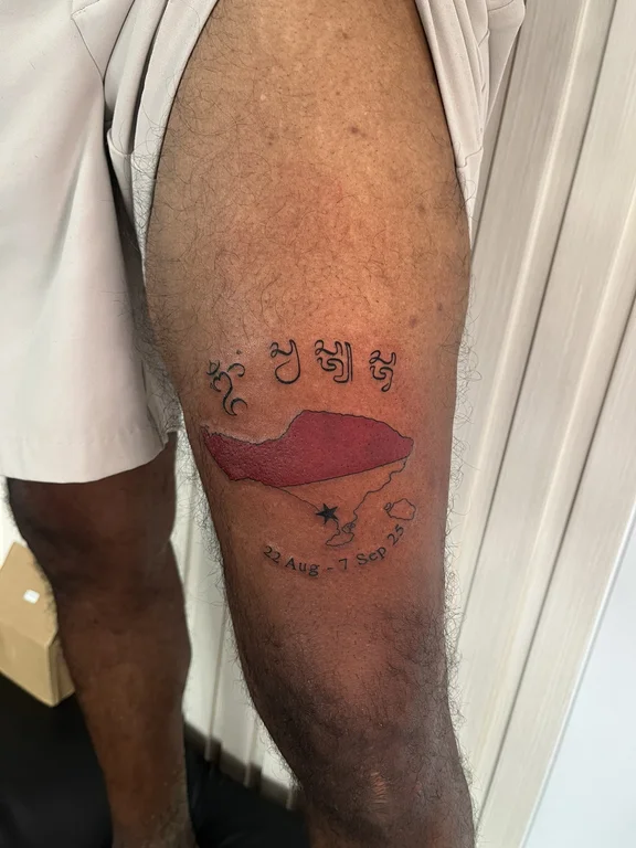 portrait new school man colorful moon spiritual cloud wave tattoo Canggu Bali