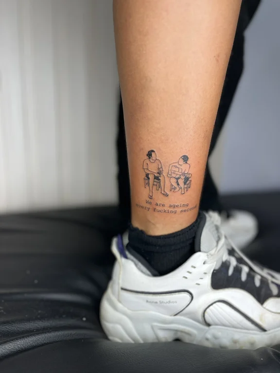 portrait new school man fine line minimal elegant cloud spiritual tattoo Canggu Bali