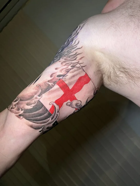 religious new school angel heavy shading cloud fire spiritual soft shading tattoo Canggu Bali