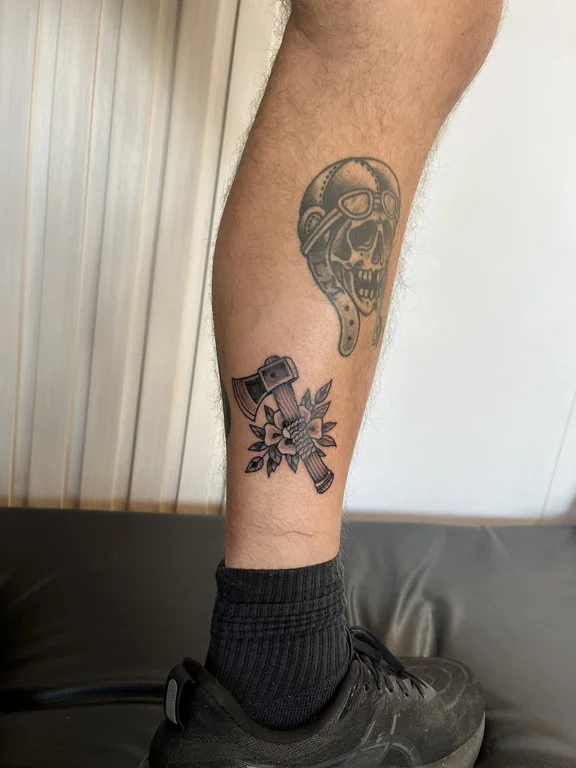 skull new school man black grey cloud dotwork heavy shading soft shading tattoo Canggu Bali