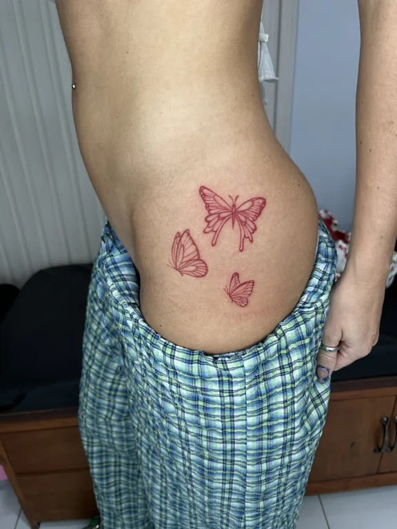 symbol new school butterfly fine line flower soft shading linework colorful tattoo Canggu Bali