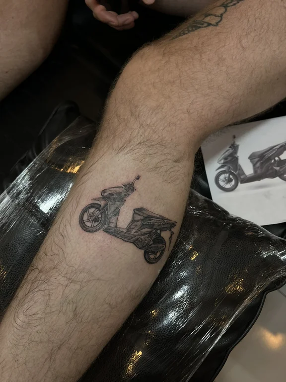 symbol new school man black grey cloud dotwork fine line heavy shading tattoo Canggu Bali