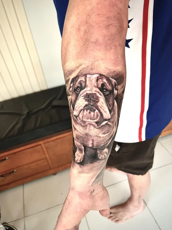 portrait realism man black grey smoke heavy shading soft shading linework tattoo Canggu Bali