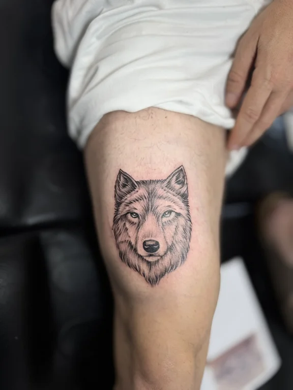 animal fine line man soft shading elegant black grey linework dotwork tattoo Canggu Bali