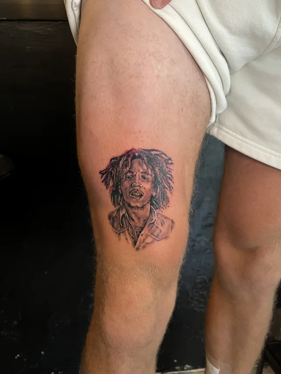 portrait realism man linework cloud lion fine line woman tattoo Canggu Bali
