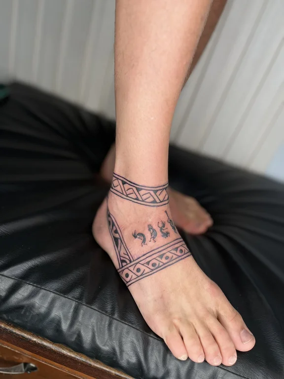 geometric traditional hand bold line spiritual linework tribal pattern thin line tattoo Canggu Bali