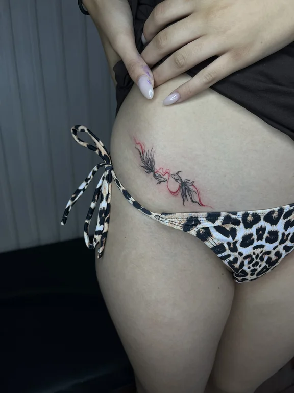 animal blackwork woman fine line elegant soft shading linework smoke tattoo Canggu Bali