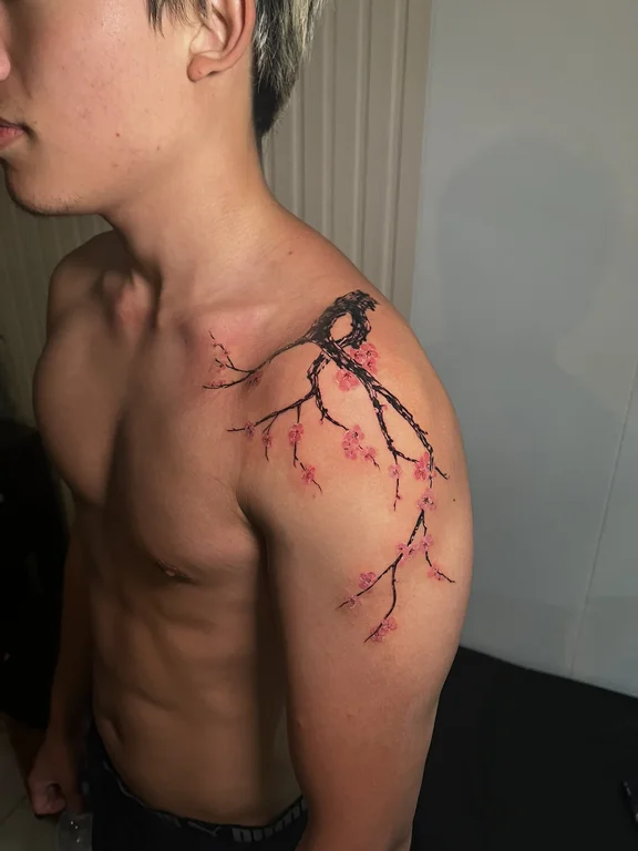 nature blackwork man fine line fire bold line linework horror tattoo Canggu Bali